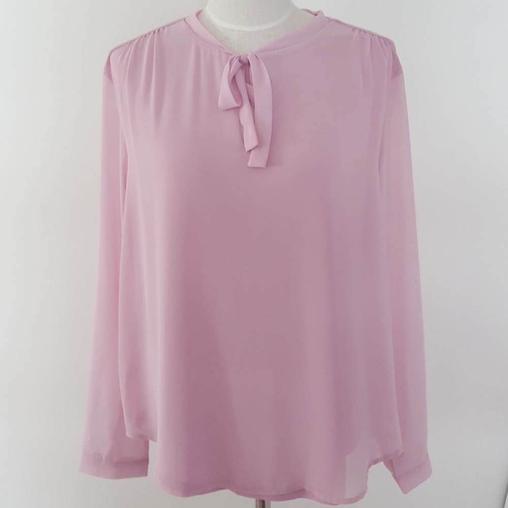 Ann Taylor sheer layered long sleeve blouse Large